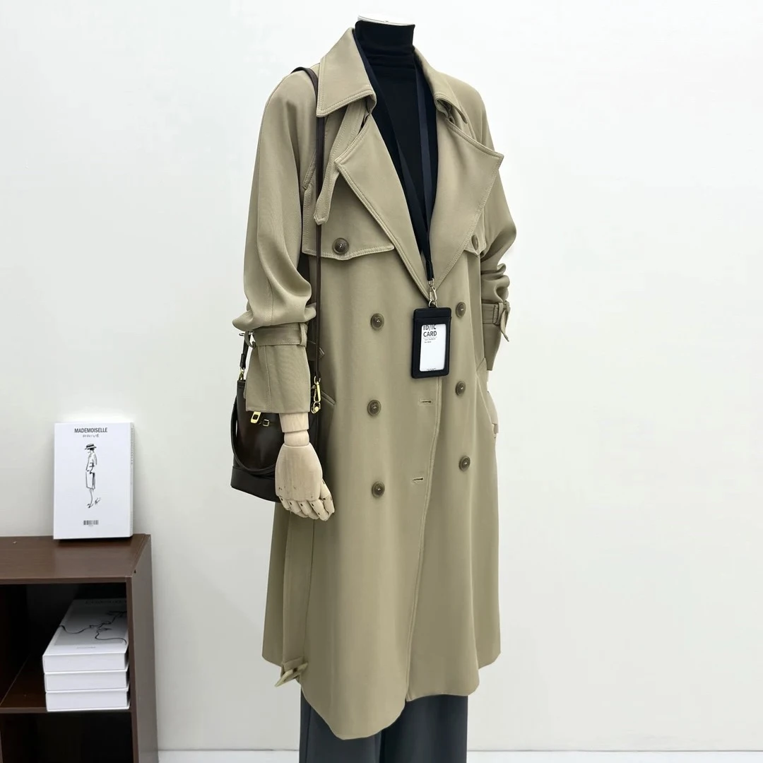 【01】中长款休闲宽松英伦风防泼水双排扣女士风衣