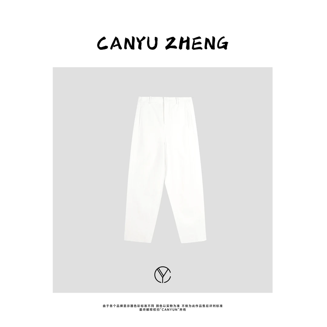 CANYU春夏 深圳南油新款 进口色织亚麻 立体裁剪烟管休闲裤