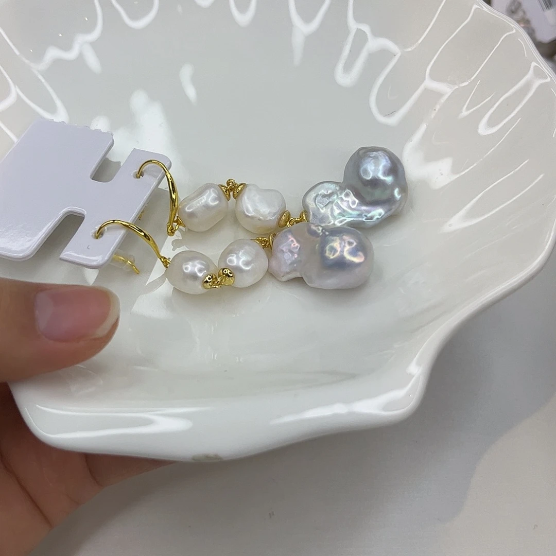 合金淡水珍珠耳饰