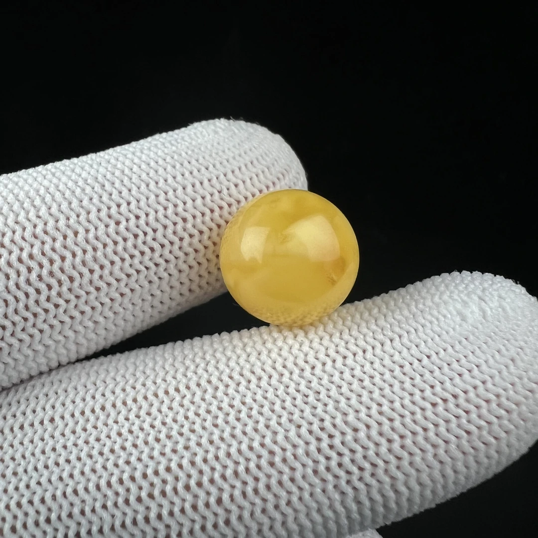 B5177天然原矿蜜蜡 瑕疵特价单珠 12.9mm支持复检