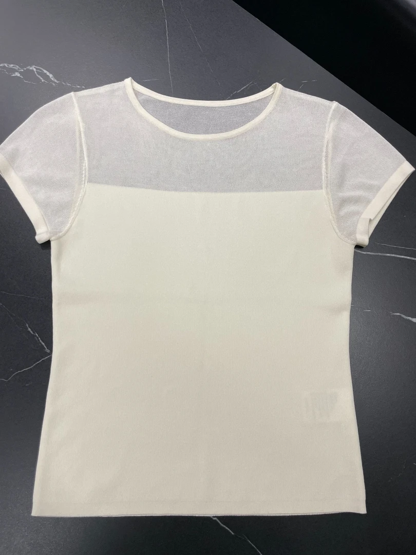 蕾丝拼接纯色短袖上衣