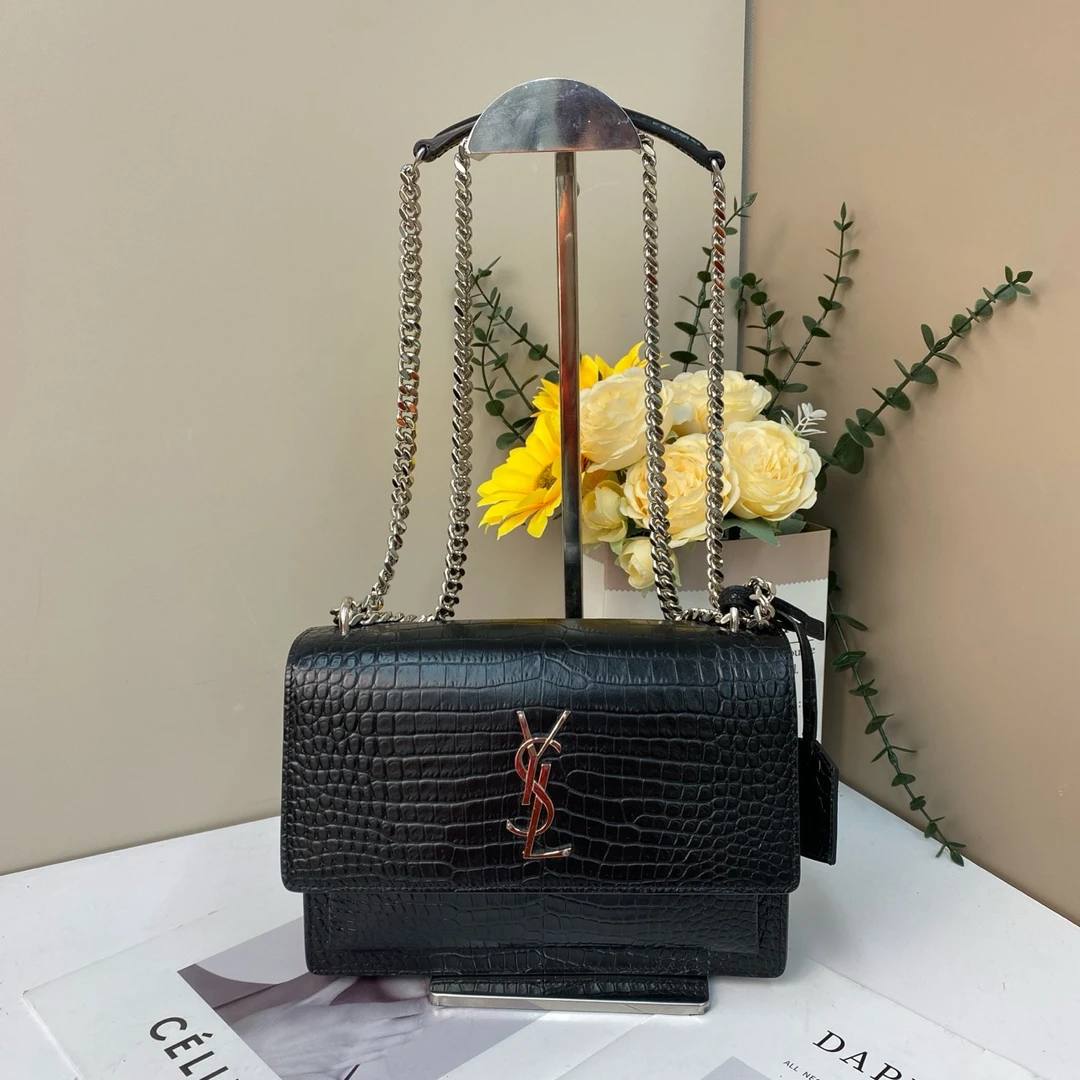 99新 YSL/圣罗兰 鳄压日落单肩包