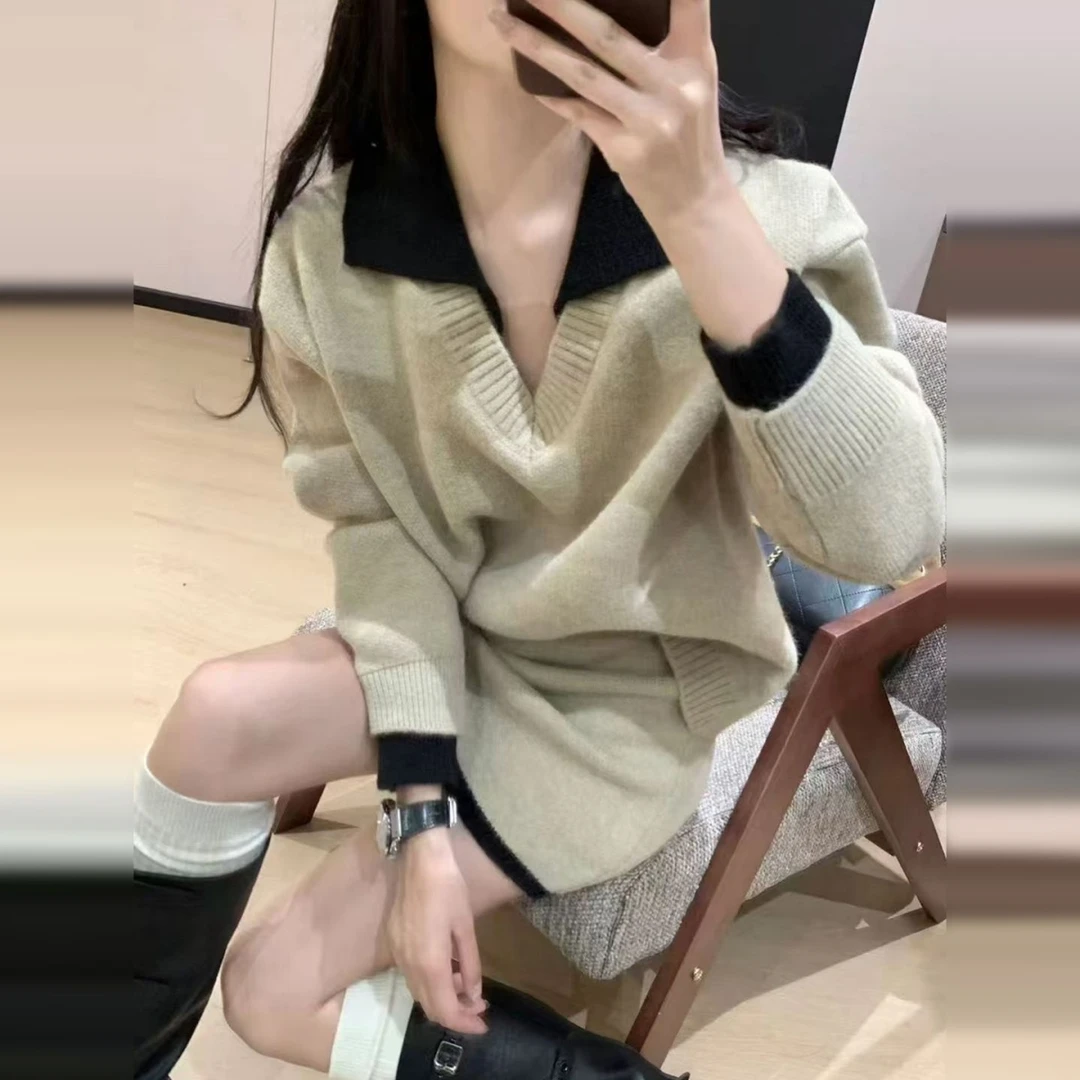 韩系气质针织套装女2025秋冬宽松毛衣百搭上衣短款半身裙两件套