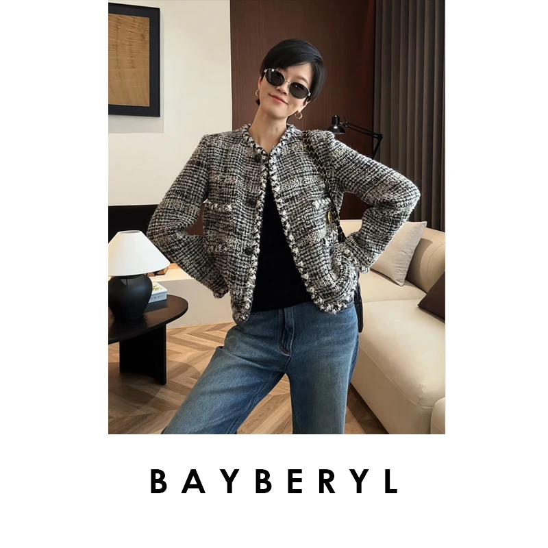 BAYBERYL老贝香蔻*轻奢精致气质香风秋粗花呢外套MF5G0136-9/17