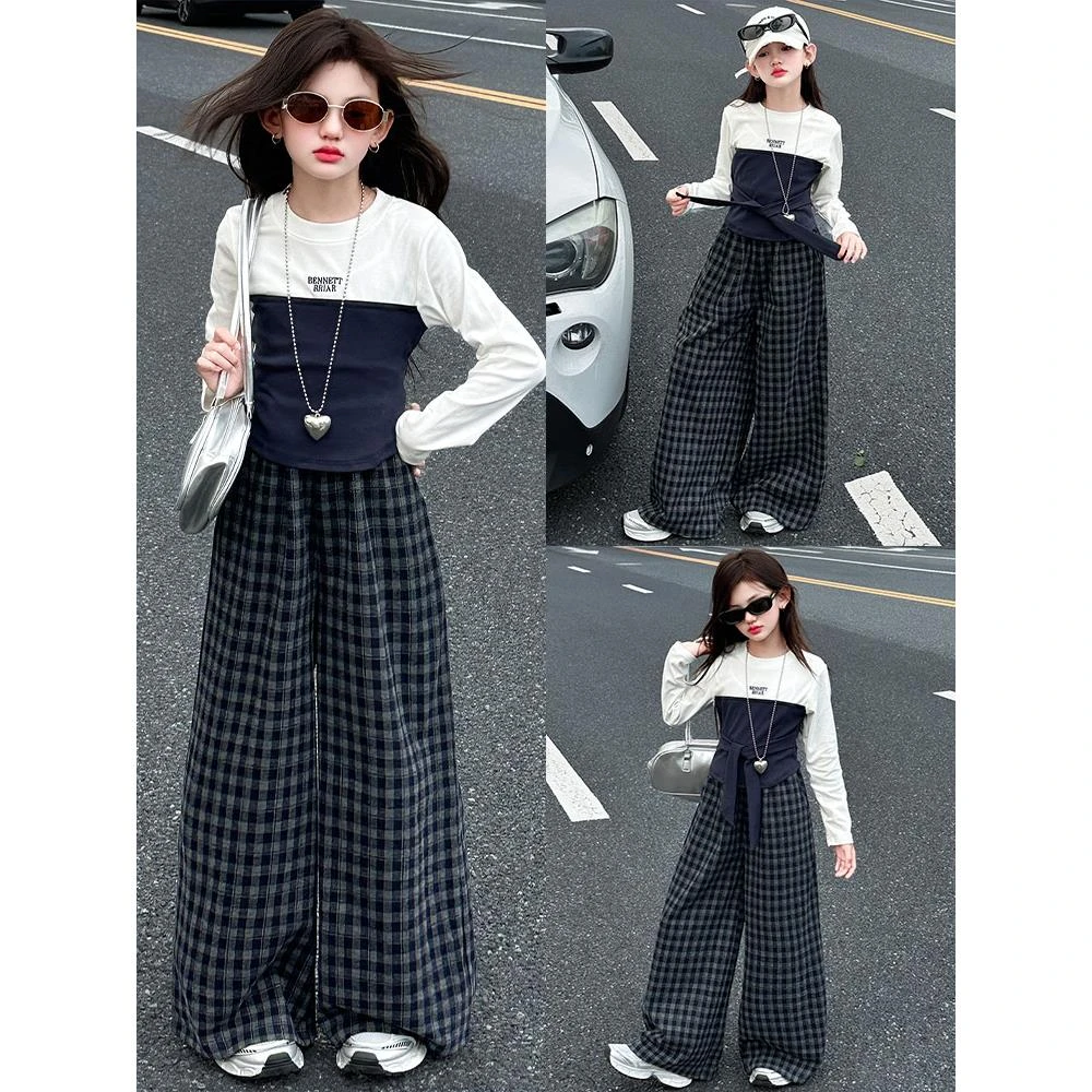 女童超酷拽姐套装秋季2025新款女大童韩系穿搭儿童秋装休闲阔腿裤