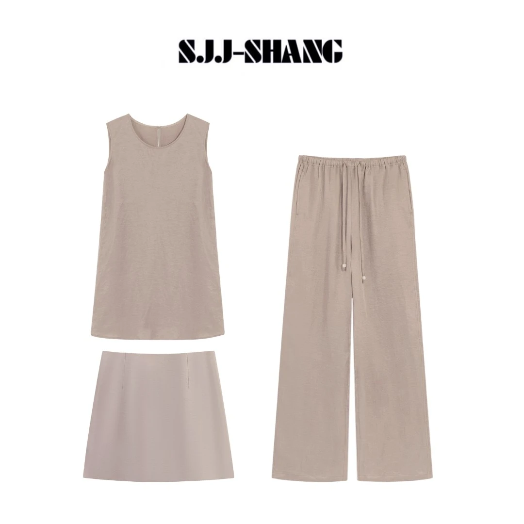 SJJ-SHANG【酸奶系列】25ss新款莱赛尔+亚麻时尚设计感套装q134871p