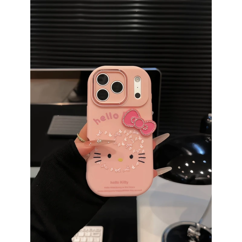 碎花粉kt猫适用苹果17pro手机壳16pm小胖妹可爱华为p80oppo小米15