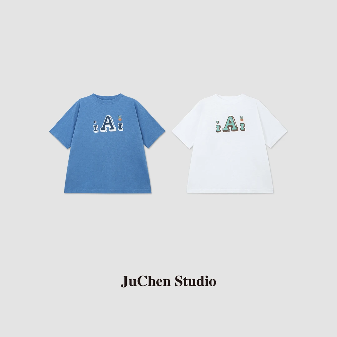 45系列考艾酱小菠萝刺绣温和贴肤舒适竹节棉短袖T恤 SS103013-131