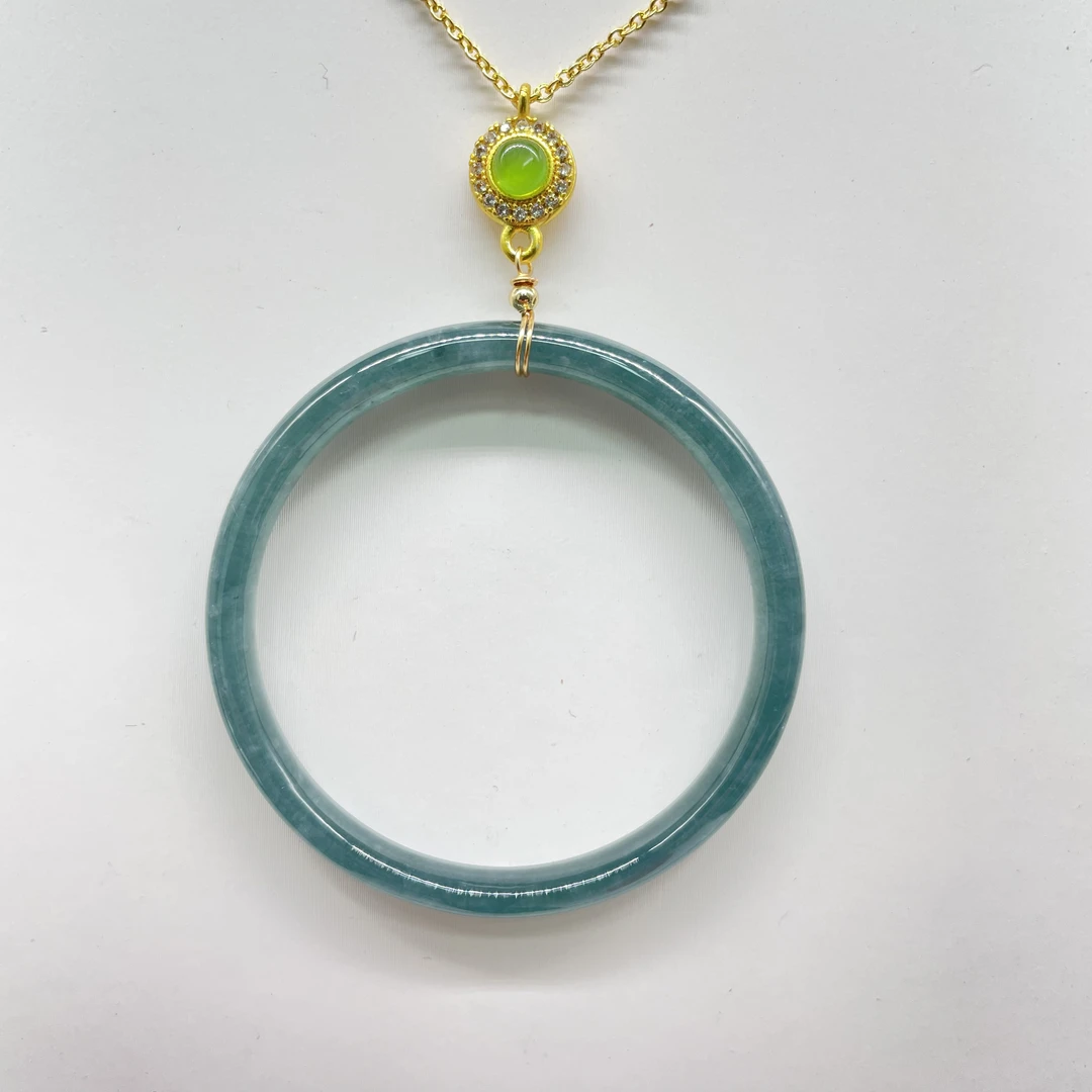 主播推荐天然A货翡翠大甜甜圈吊坠气质百搭高档毛衣链宝宝镯127