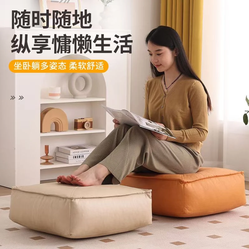 日式坐墩蒲团皮质地上坐垫简约矮凳沙发凳玄关换鞋凳客