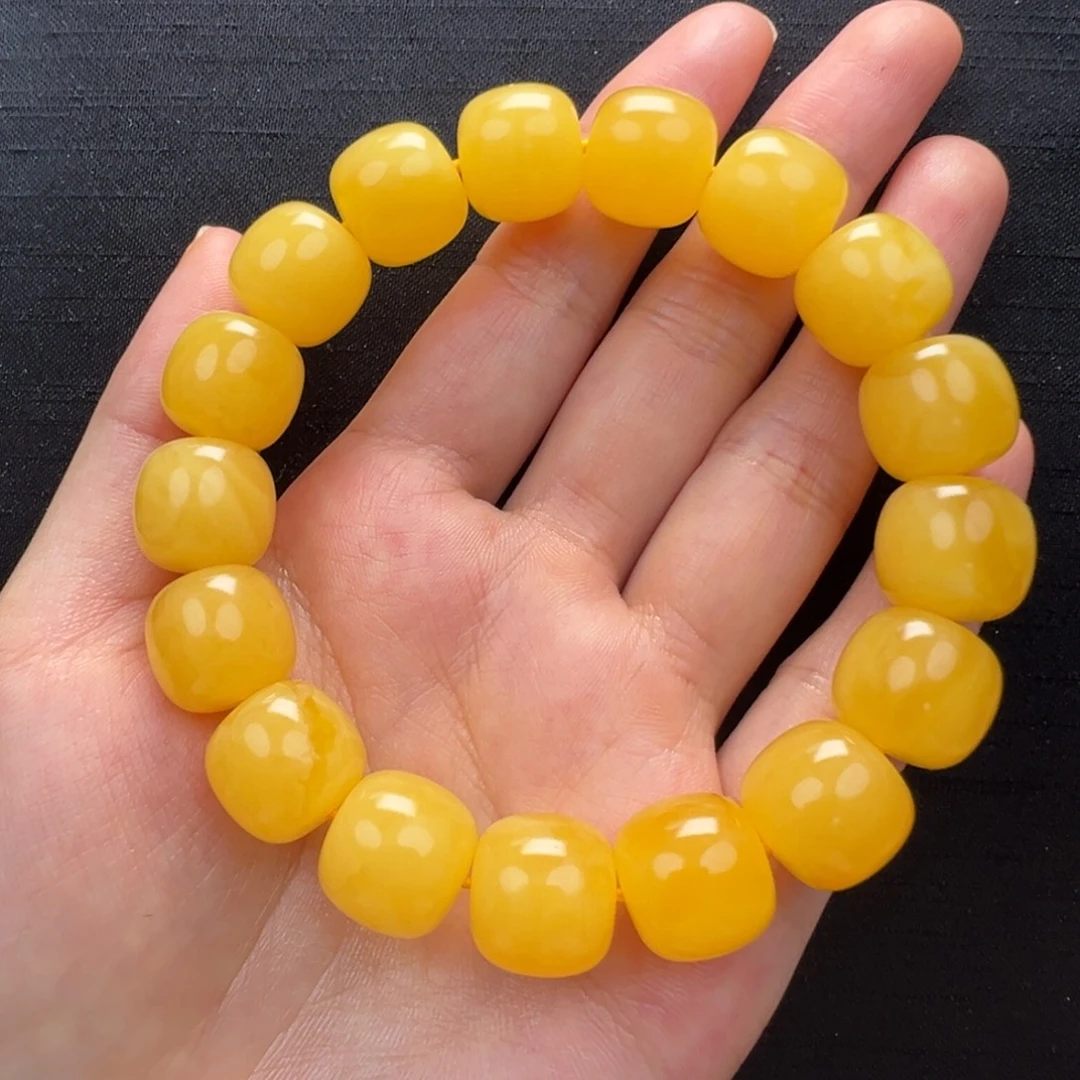 琥珀未镶嵌裸石焦皮同料手串13mm