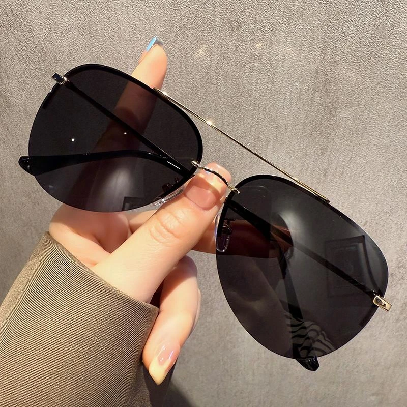 2025新款飞行员偏光墨镜男款高级感开车驾驶专用半框太阳镜蛤蟆镜