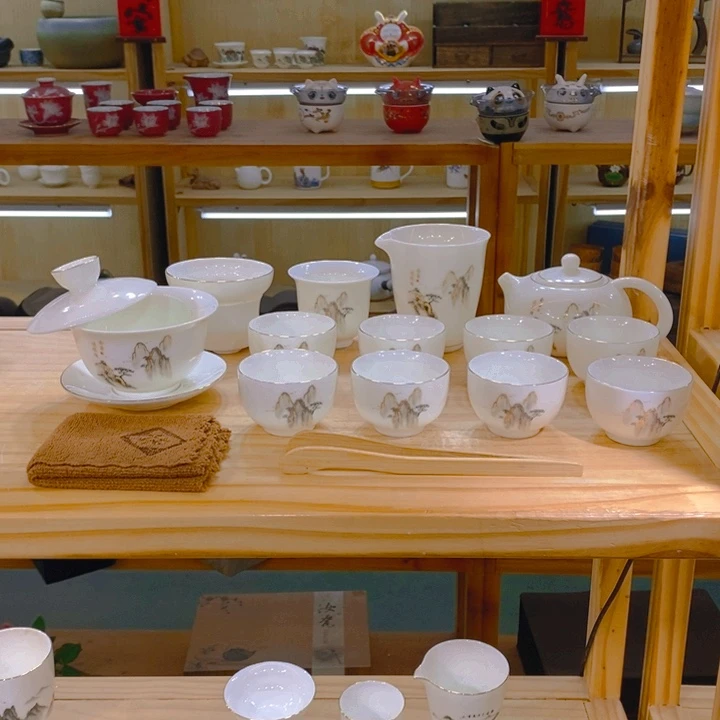 【不止】羊脂玉瓷茶具套装