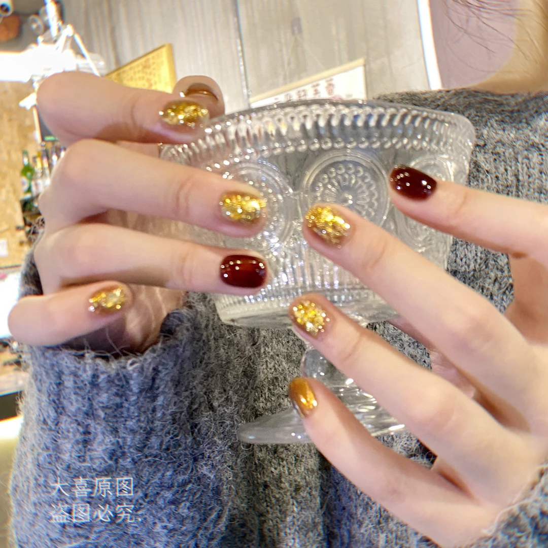【日暮熔金】大喜原创手工穿戴甲显白美甲爆闪高级感纯欲猫眼气质
