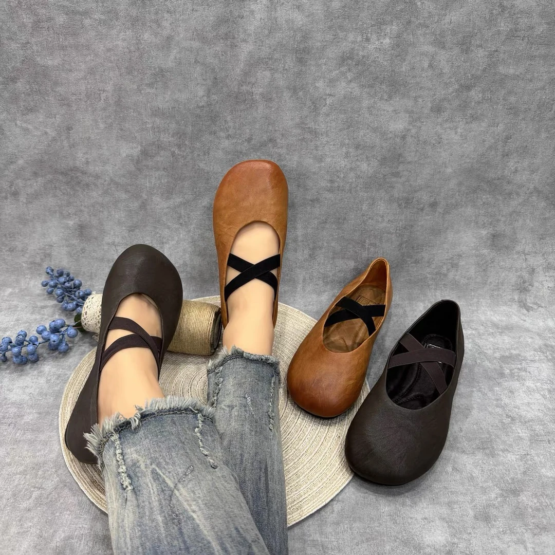 601-1春夏新款羊皮玛丽珍单鞋圆头休闲极简风浅口休闲鞋