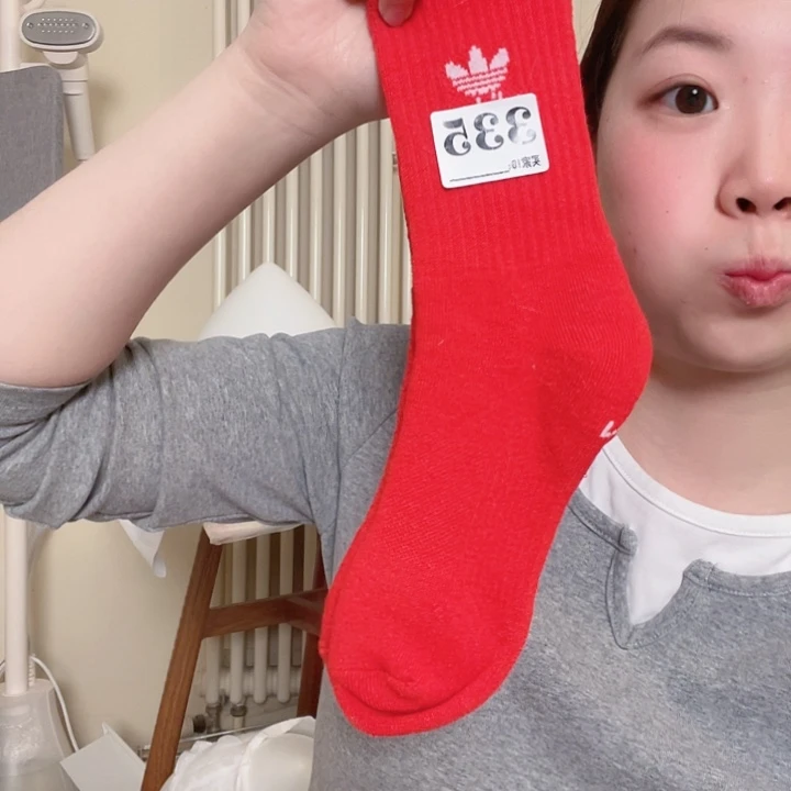 11111111111111多叶草红色全毛巾袜子335