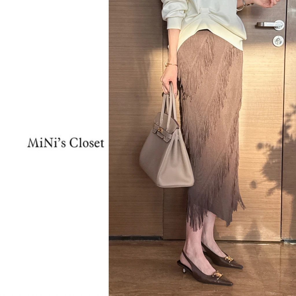 【MiNi推荐】新款时尚洋气褶皱流苏爆款气质百搭显瘦半身裙JE2011