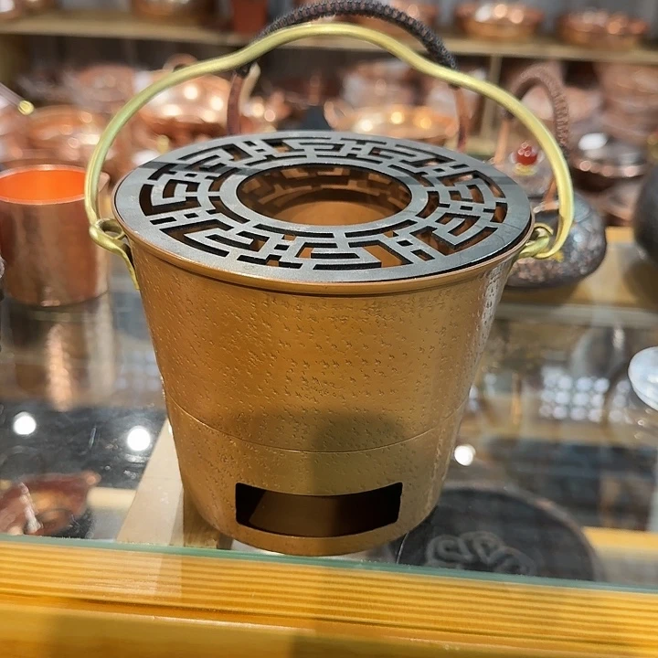 紫铜手工制作提梁分体炭炉