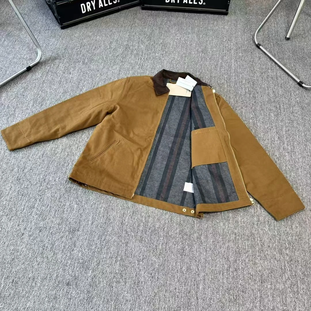 J01秋冬 毛毡 纯色美式复古底特律帆布夹克工装外套