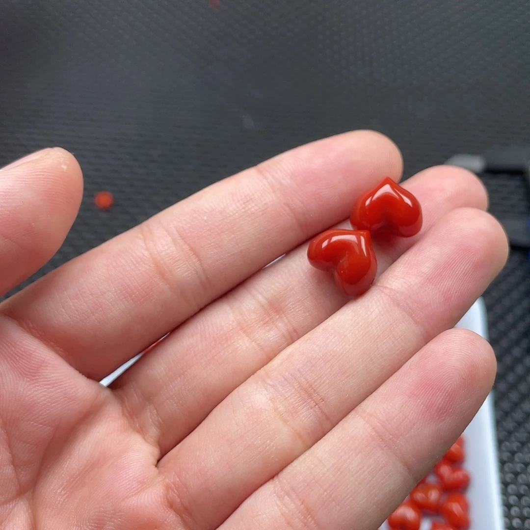 南红玛瑙11*13柿子红屁桃一组2颗未镶嵌