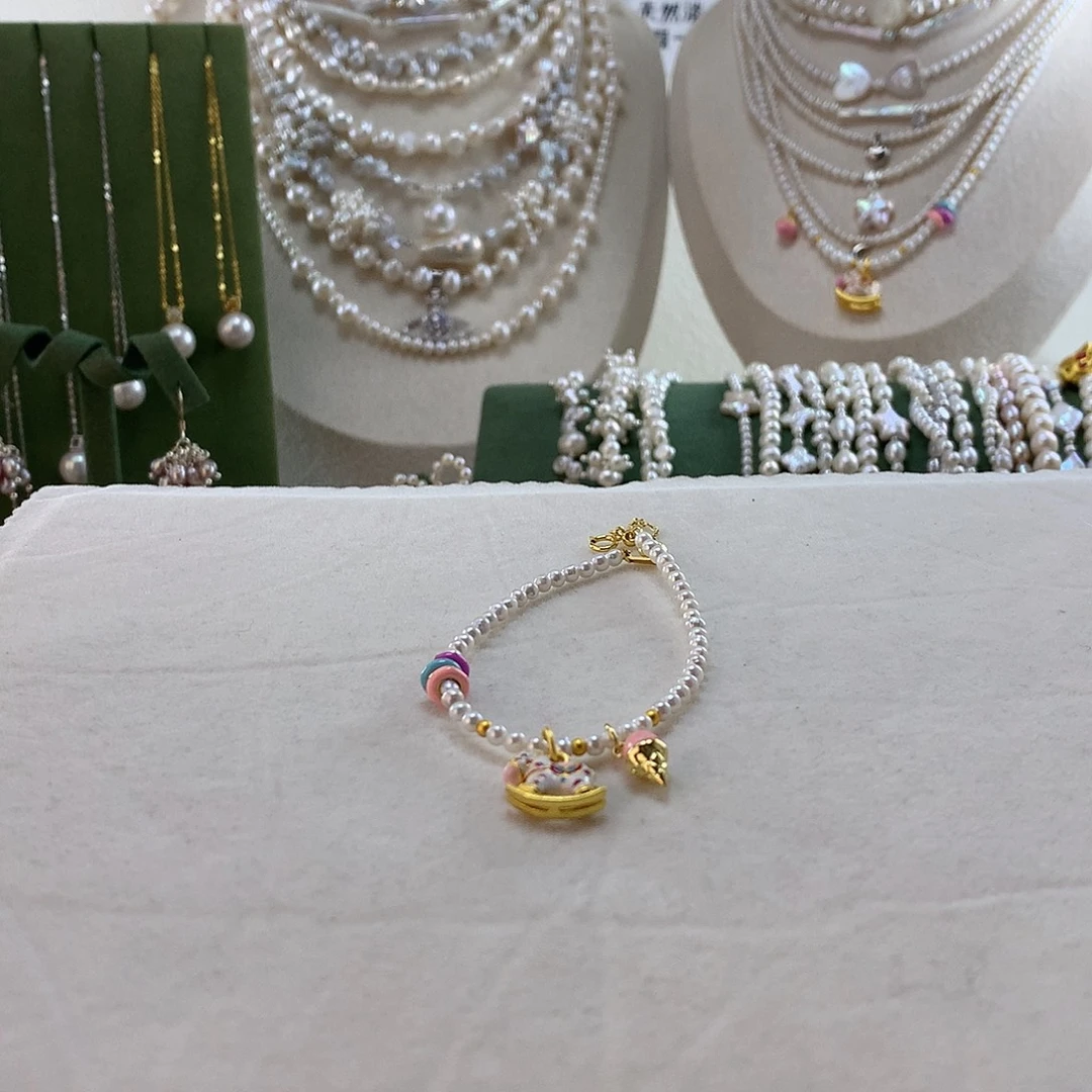 银S925镶嵌手绳淡水珍珠