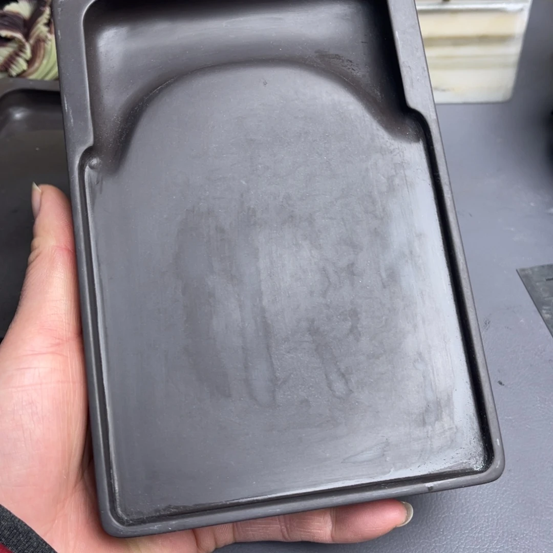 土***炭易砚老坑黑紫玉带砚台