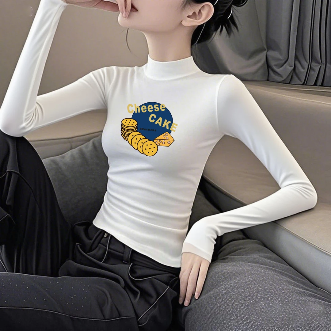 半高领T恤女长袖2025新款春秋高级感莫代尔洋气莫代尔打底衫女