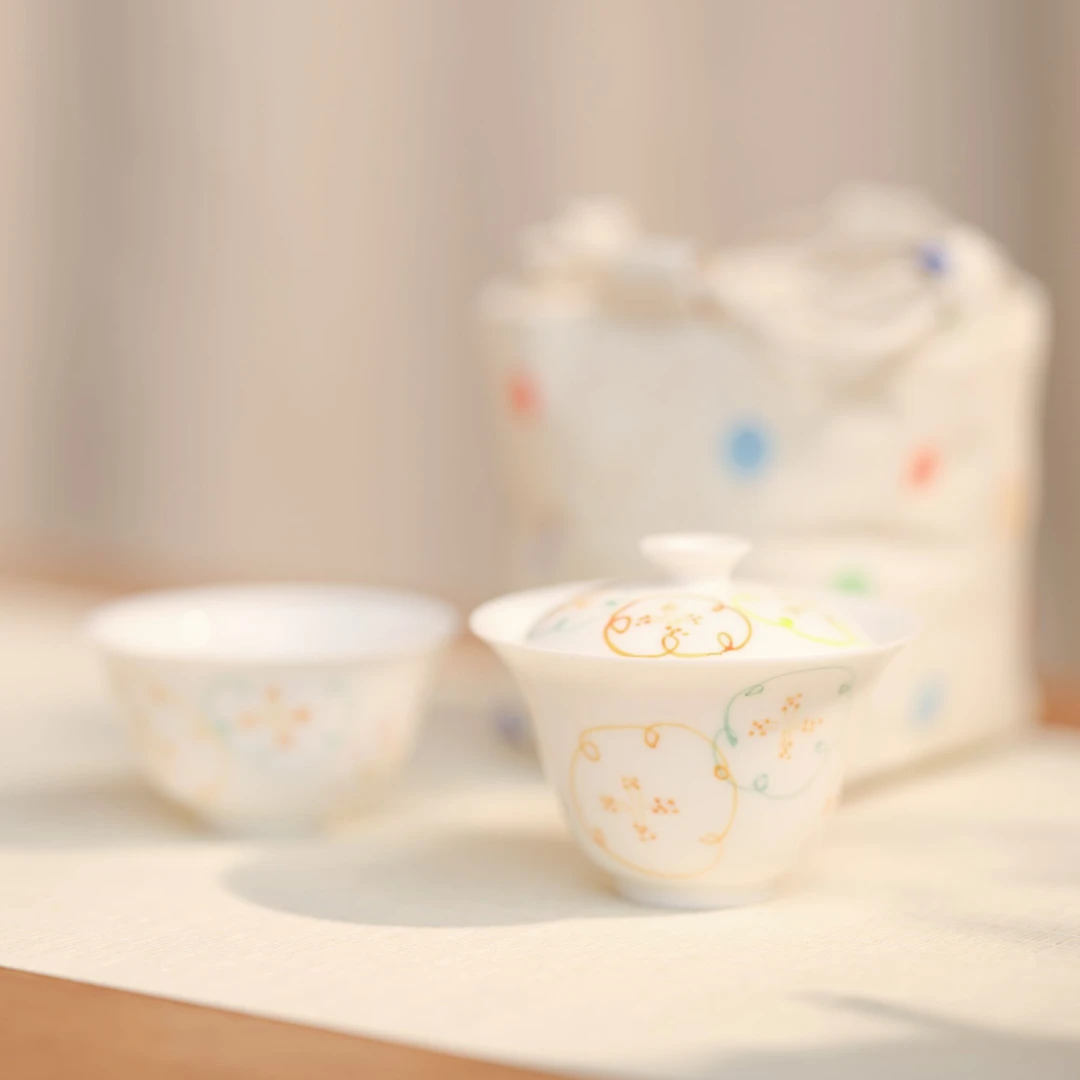 半闲记 糖趣茶具套组 手绘盖碗茶杯套装