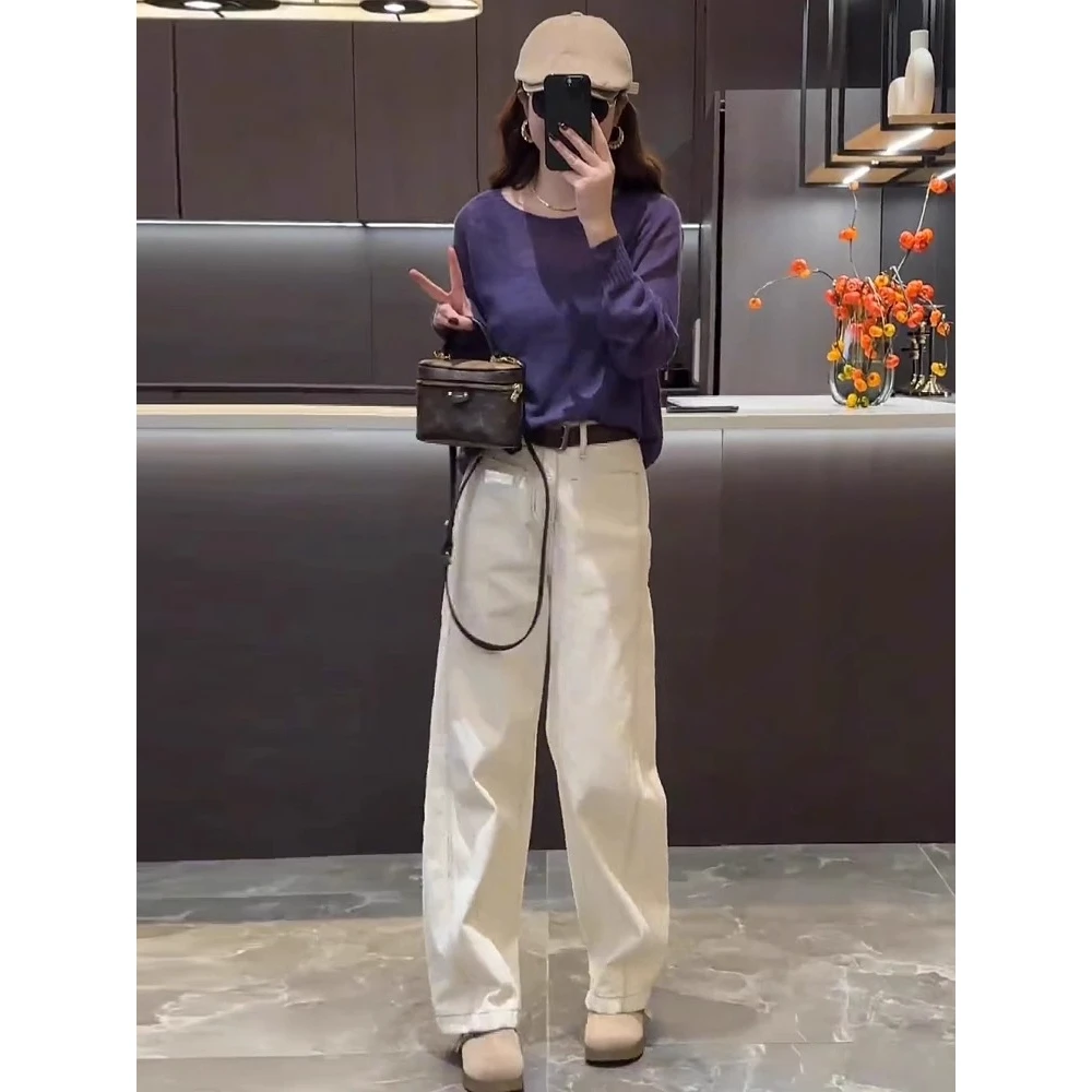 韩系松弛感穿搭套装女慵懒风气质针织衫洋气阔腿裤子2025新款显瘦
