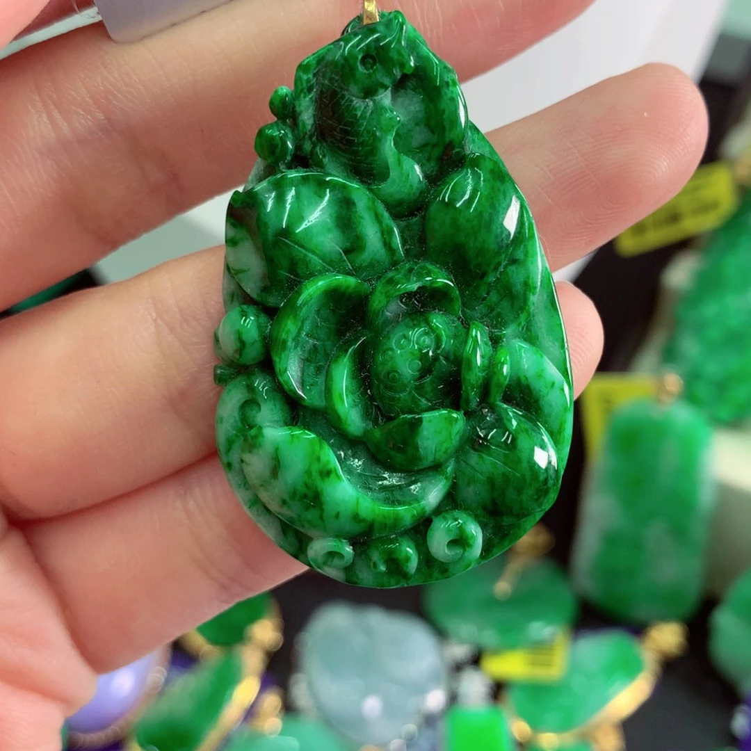 翡翠18K金镶嵌吊坠(不含链)