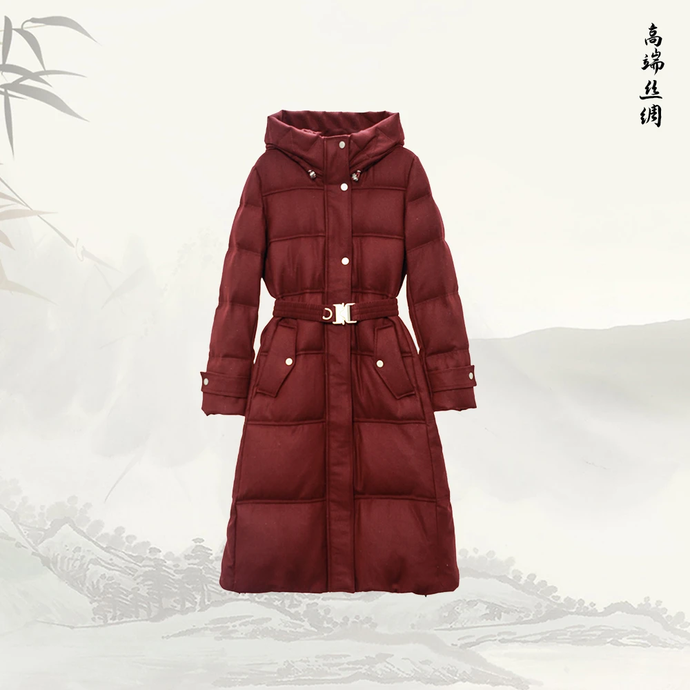 新款直筒显瘦中长款连帽鹅绒服加厚保暖外套547066