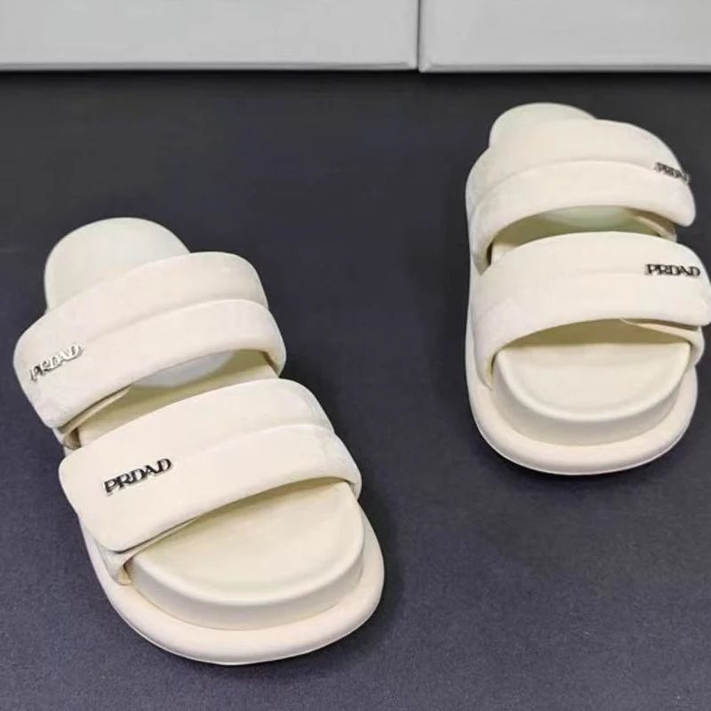 2025新款外穿魔术贴平底厚底休闲面包凉拖鞋5F6-5888-131