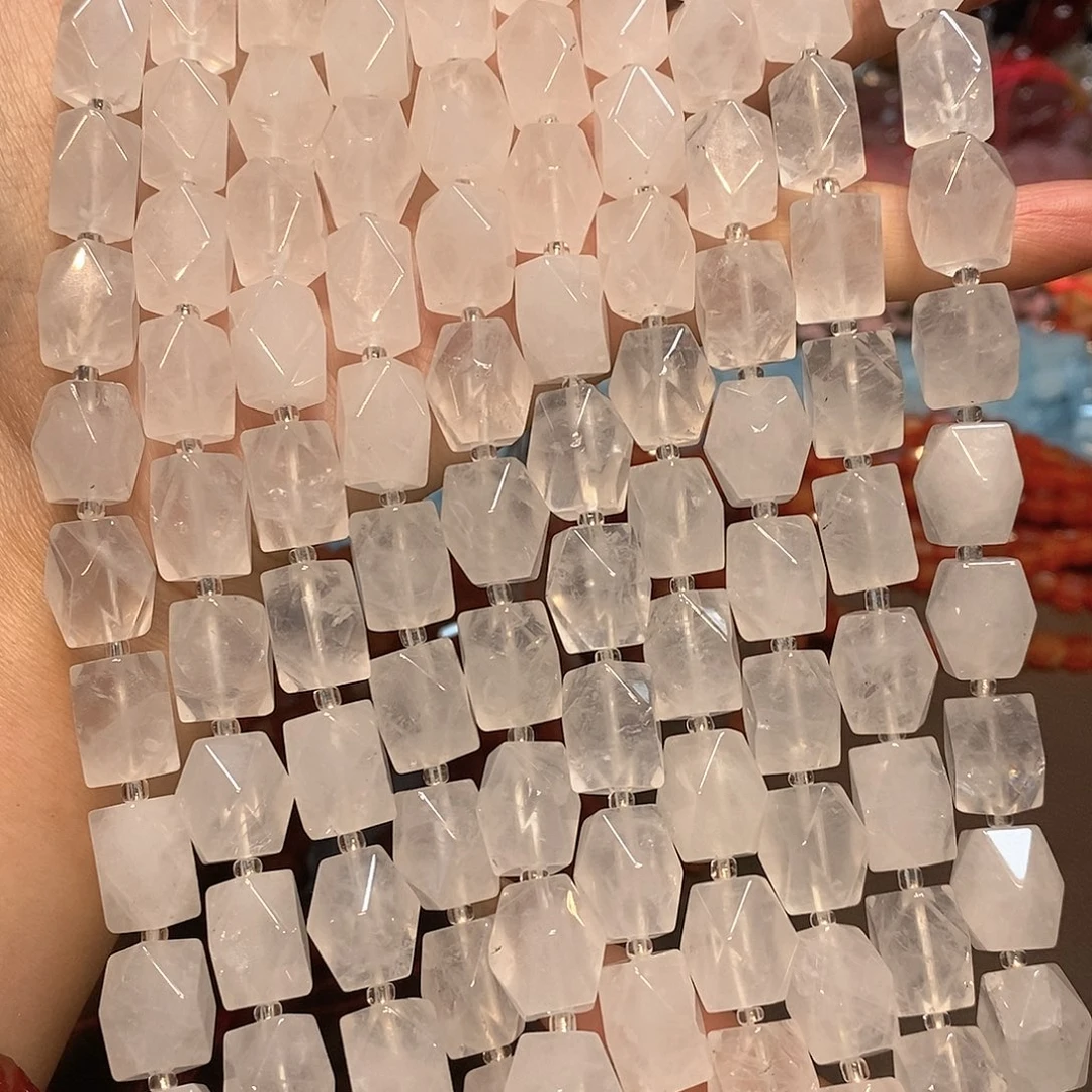 玛瑙/玉髓未镶嵌珠宝半成品10✖️14mm白水晶长八棱一条