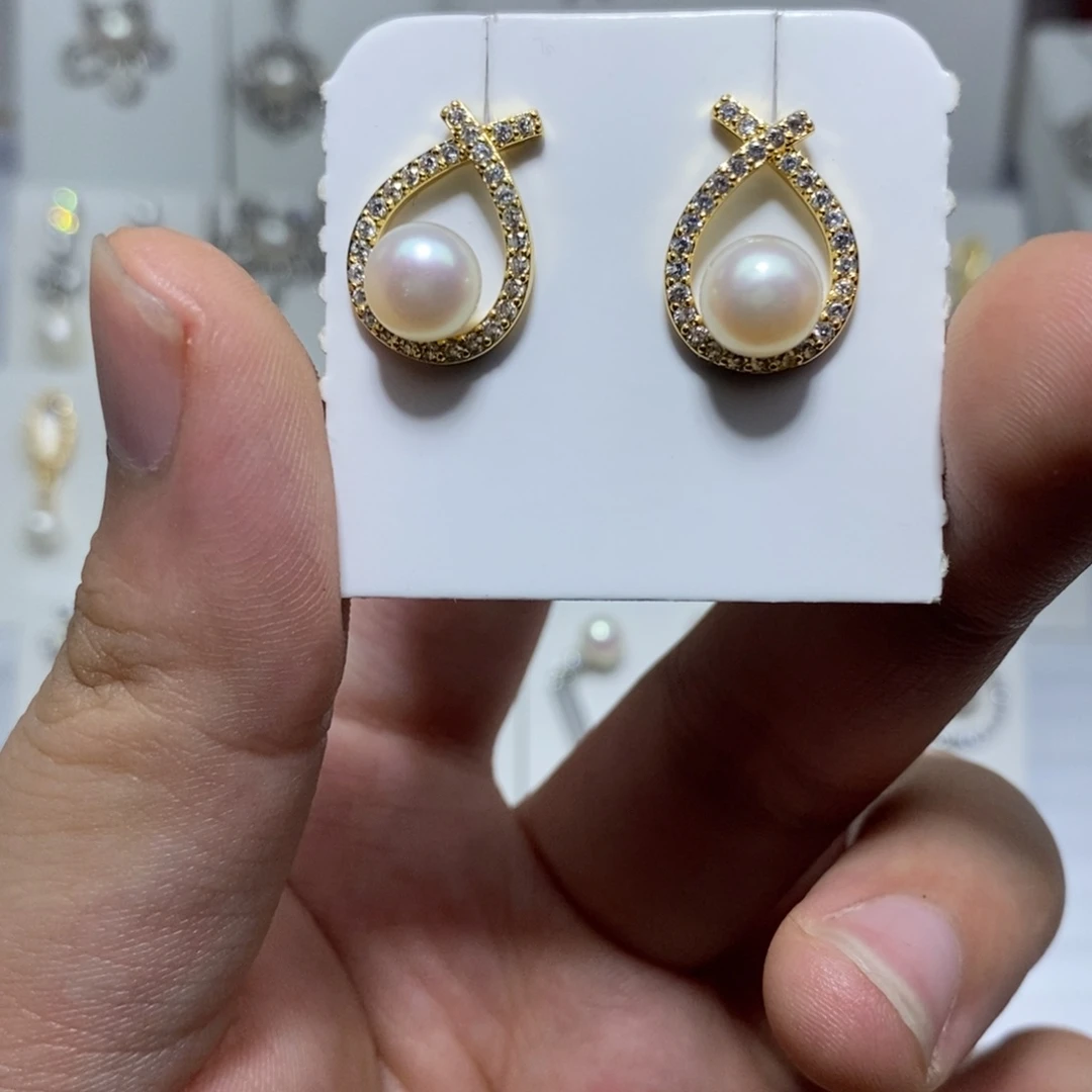 耳饰淡水珍珠银S925镶嵌