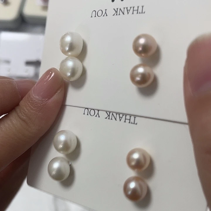 银S925镶嵌淡水珍珠耳饰