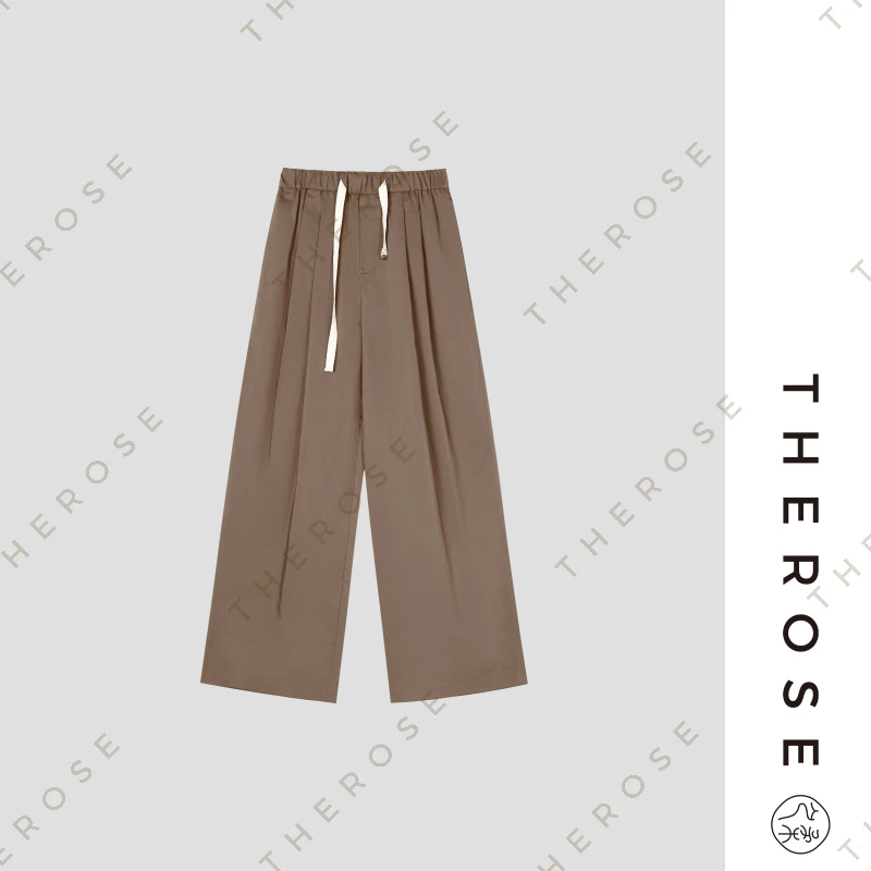 之柔【香山 裤子】时尚百搭抽绳捏褶休闲裤舒适凉爽透气松紧阔腿裤