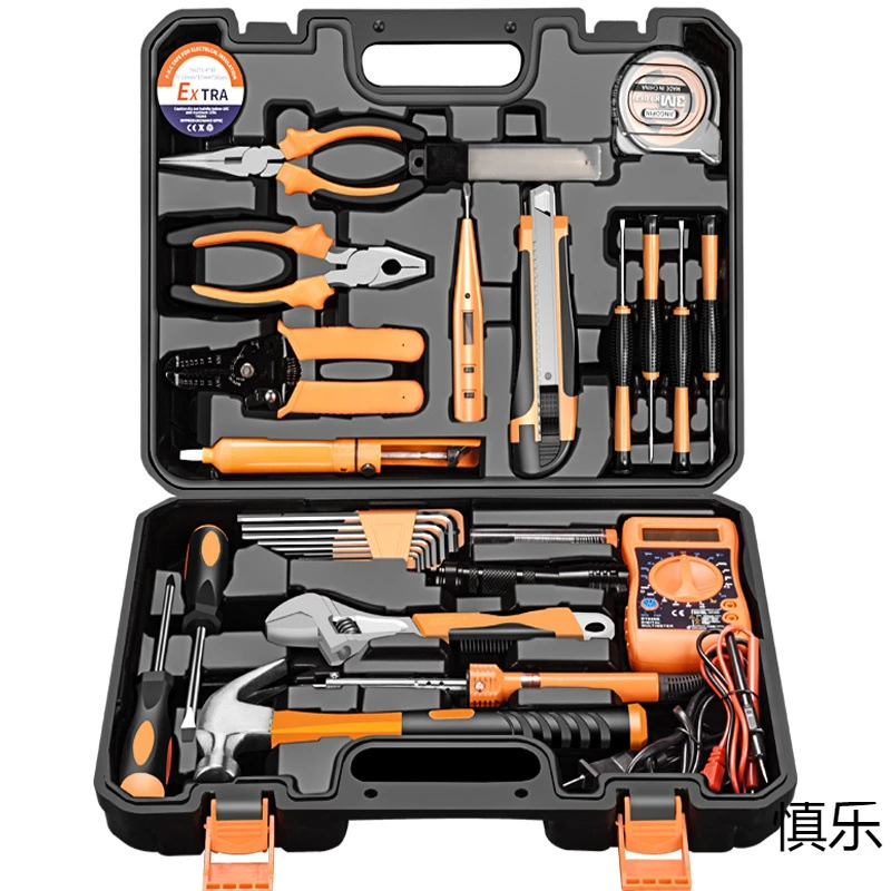 赛尔浦五金工具箱家用工具套装学生电工工具箱万用表电烙铁