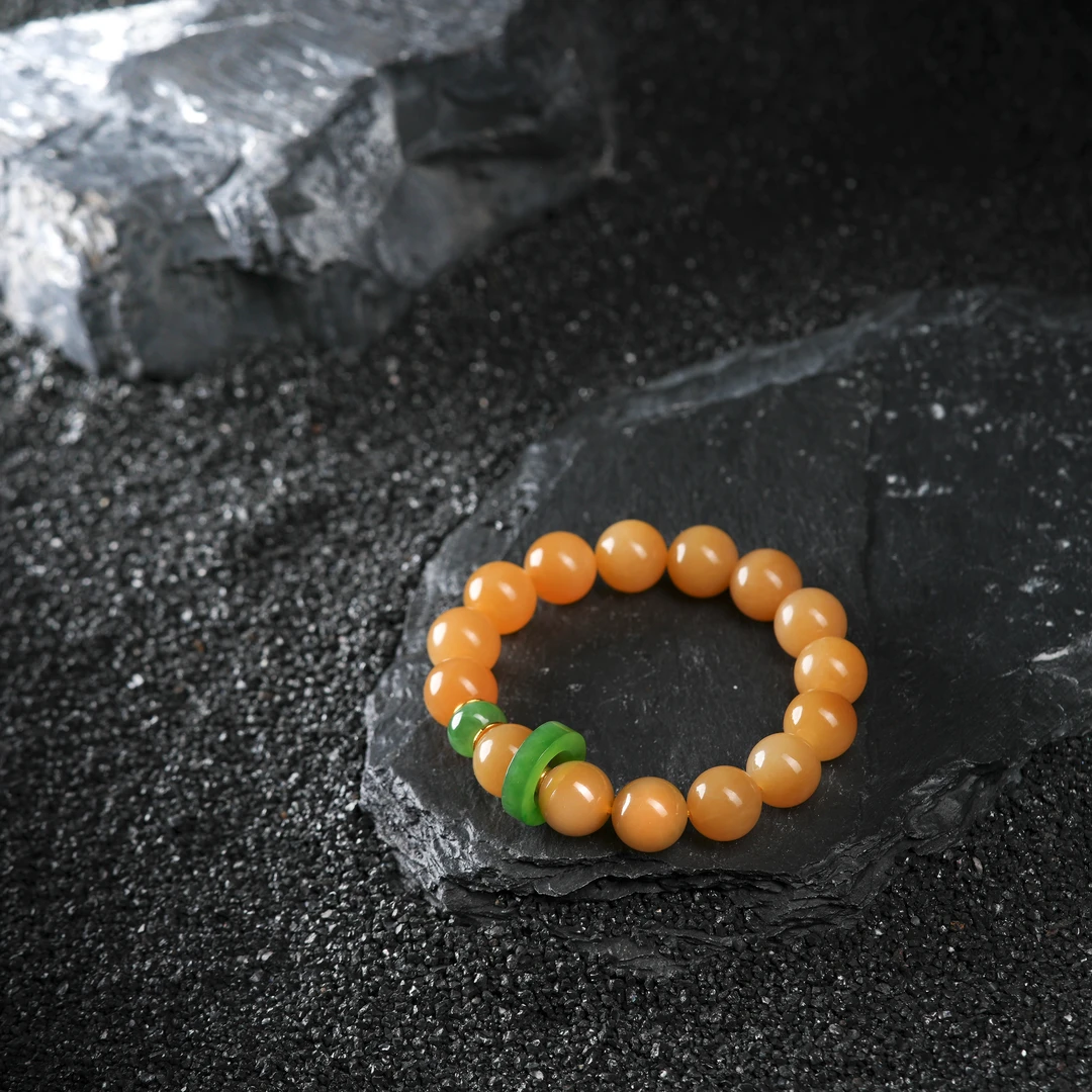 『博姐』·光年丨和田玉老糖18K金典藏级手串约12mm*S6874