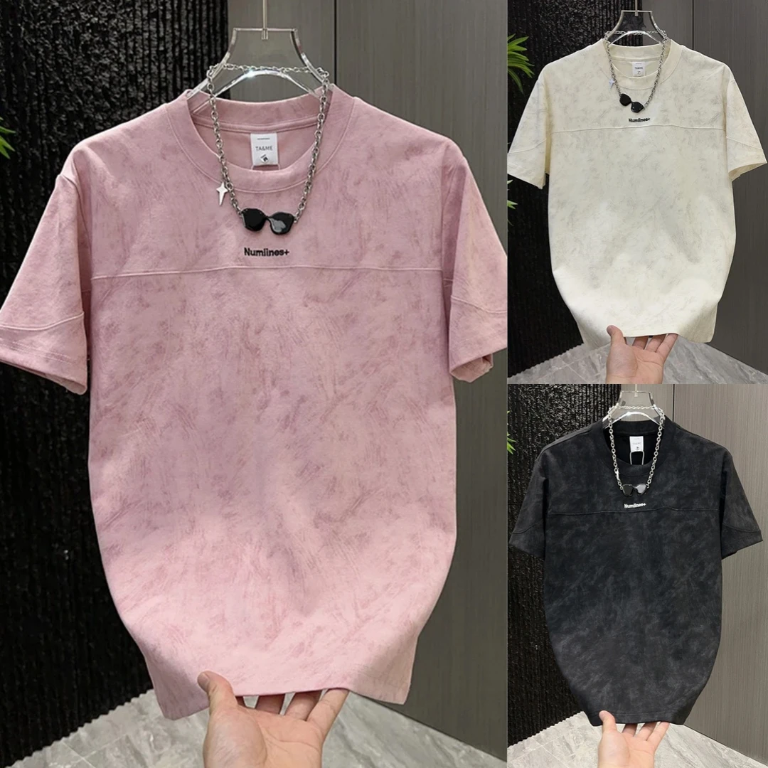 美式高街时尚痞帅休闲个性小众设计感男士短袖T夏季宽松圆领半袖