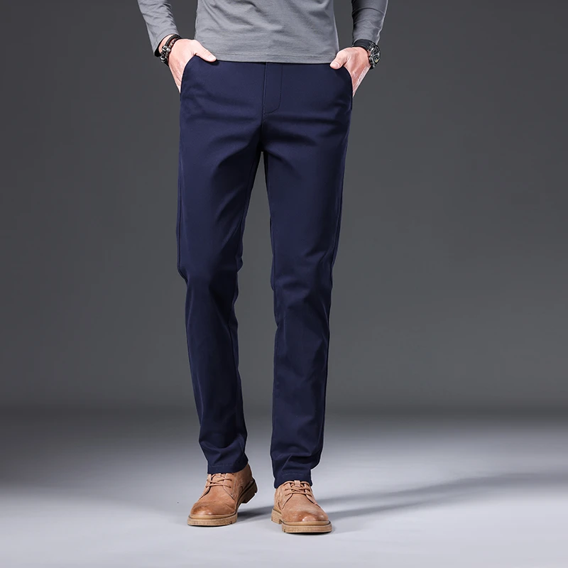 夏季薄款男士休闲裤直筒办公室百搭修身商务弹力宽松潮流长裤中年