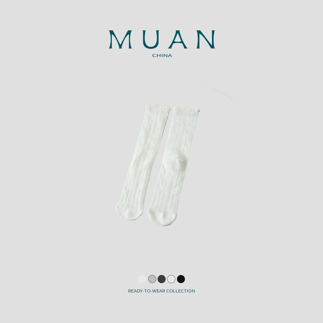 芭蕾风袜子女士春夏透气中筒纯色堆堆袜0322