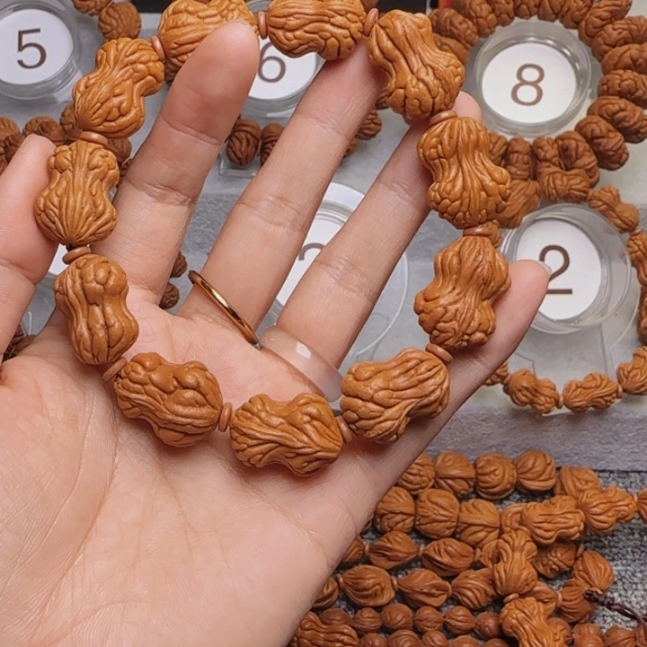 没***单桃核手串龙纹桃核