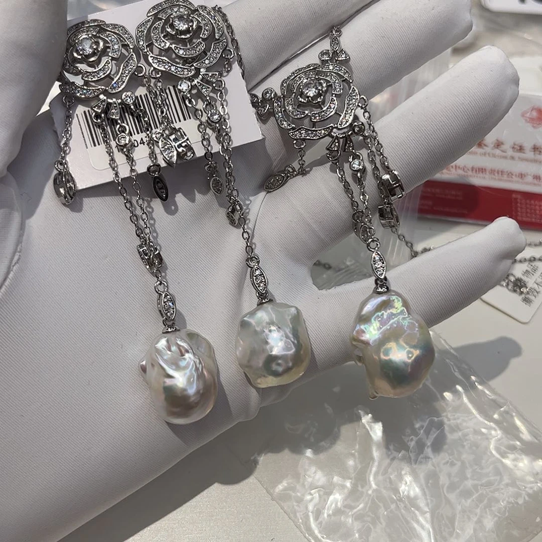 合金淡水珍珠耳饰