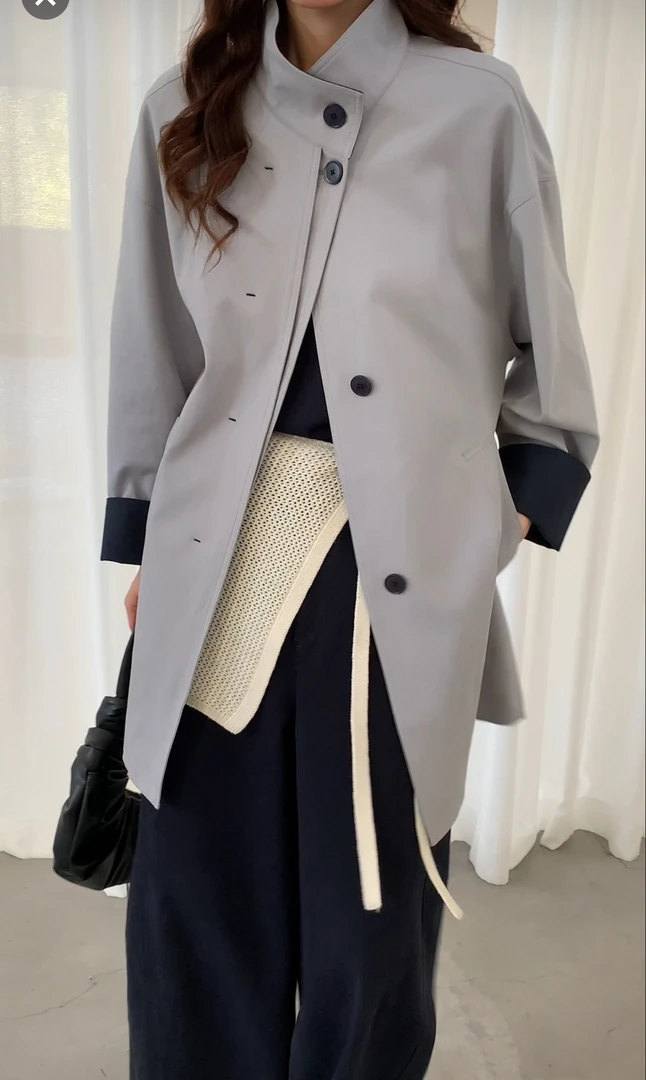 9821秋季新款韩版宽松显瘦百搭中长款风衣女休闲外套上衣潮