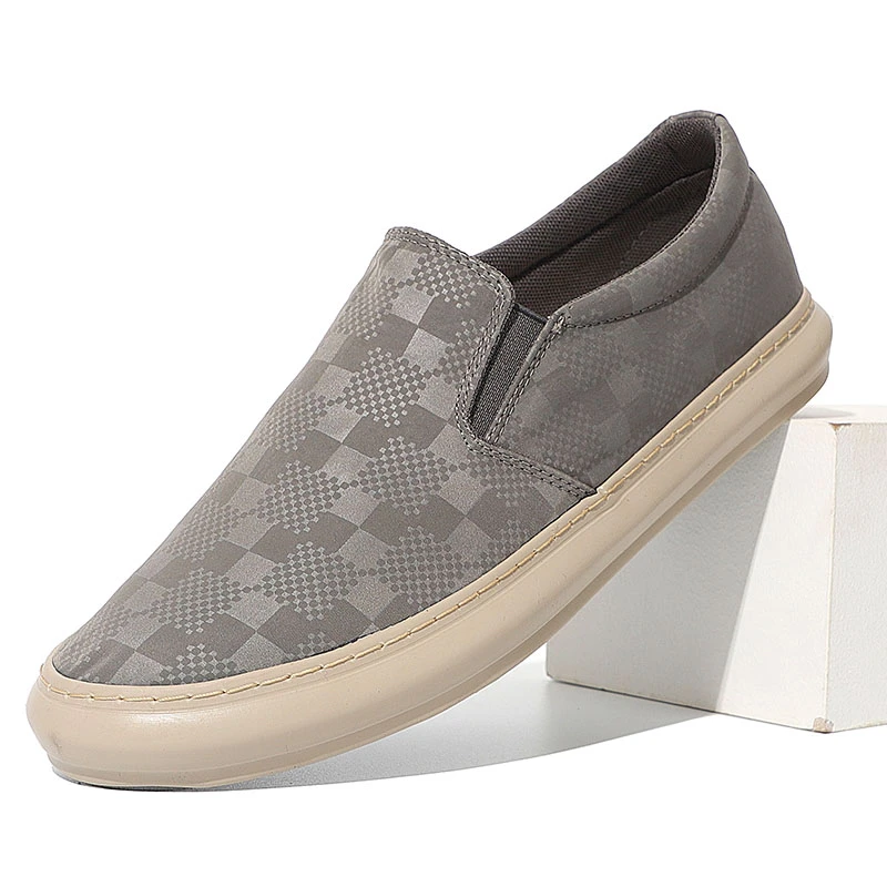 23002男鞋春夏新款薄款透气冰丝布鞋男士百搭格子一脚蹬懒人鞋