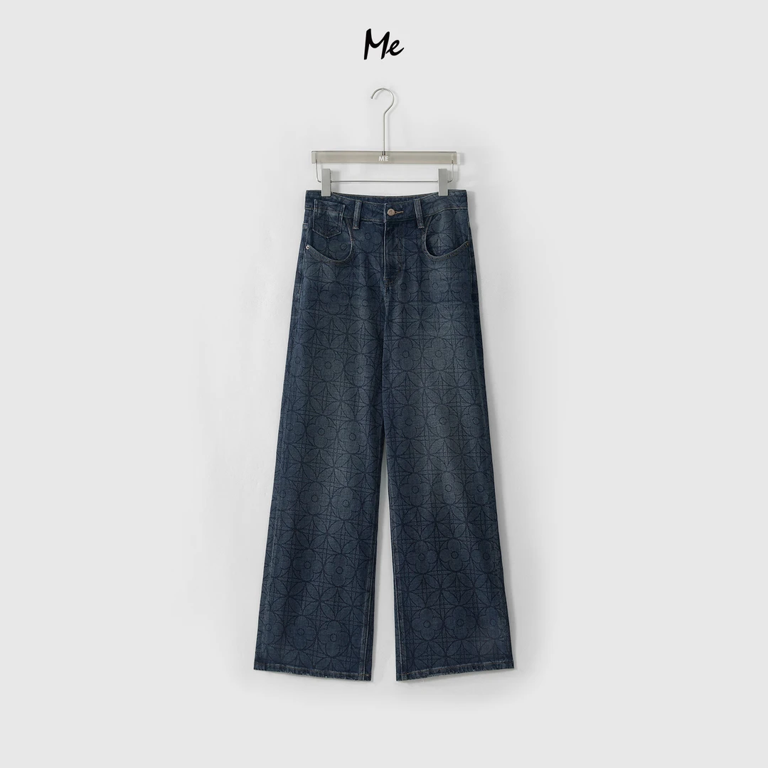 ME【花原牛】奢牌感高腰高弹显瘦百搭重工水洗牛仔裤MESS6281