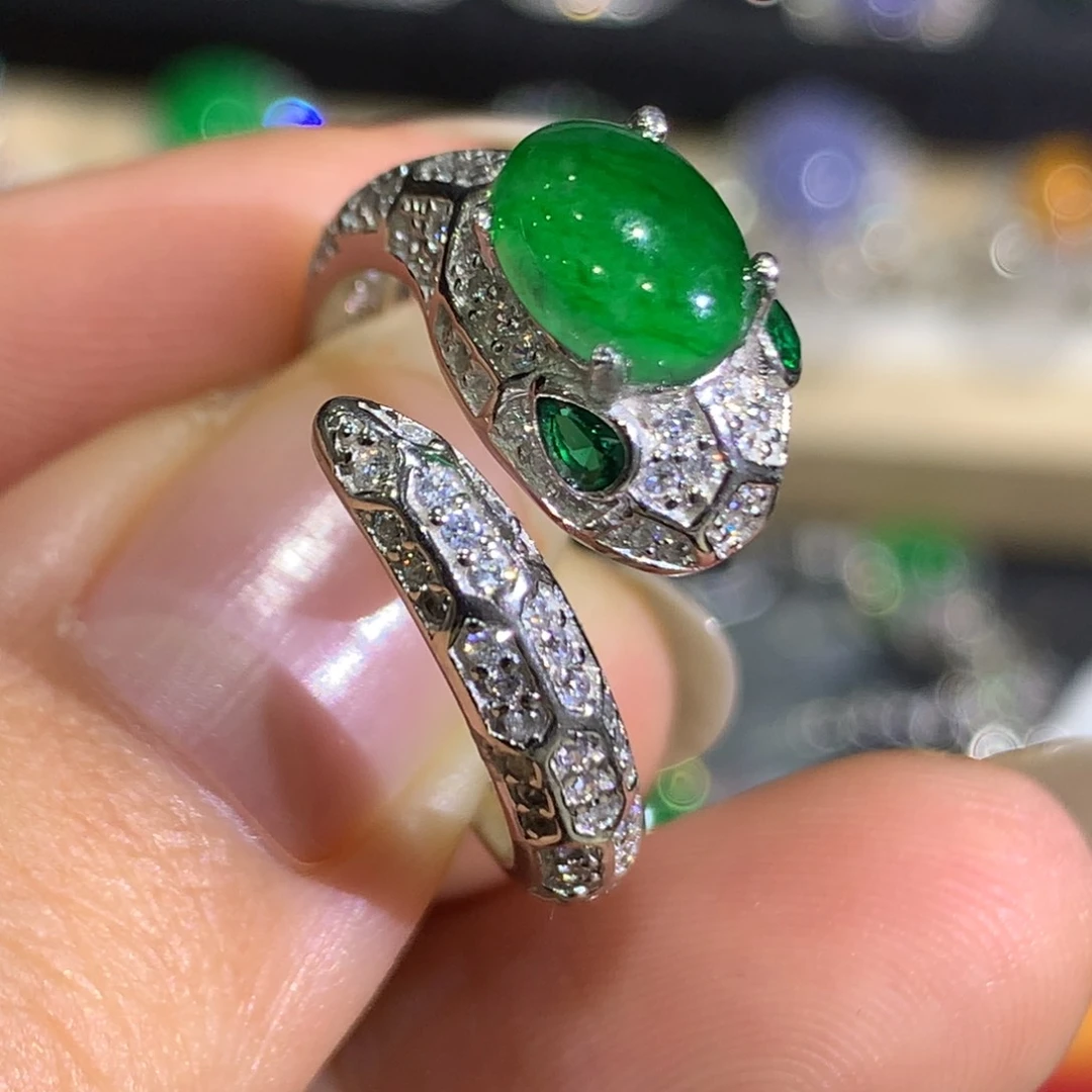 翡翠戒指银S925镶嵌3、