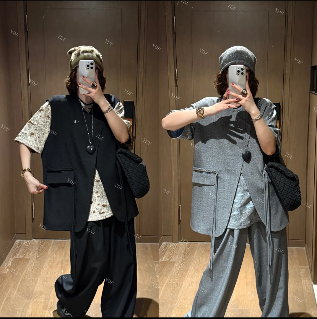 YDFSTUDIO小众【简奢主义】欧货高品重工设计感西装马甲+裤子套装