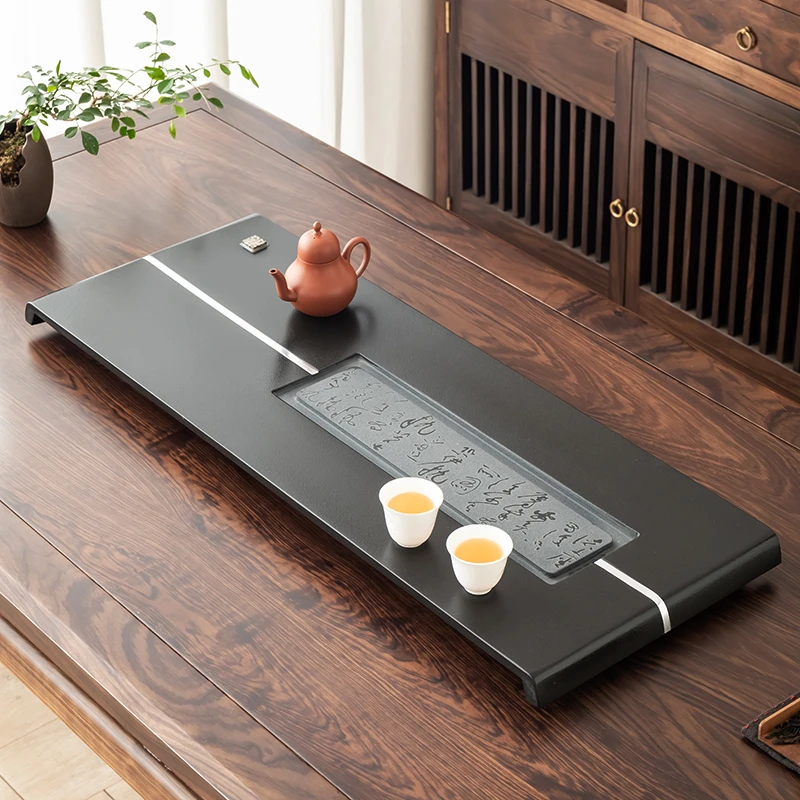 乌金石茶盘干湿两用居家泡茶商务茶台高端书法轻奢石泡台茶海托盘