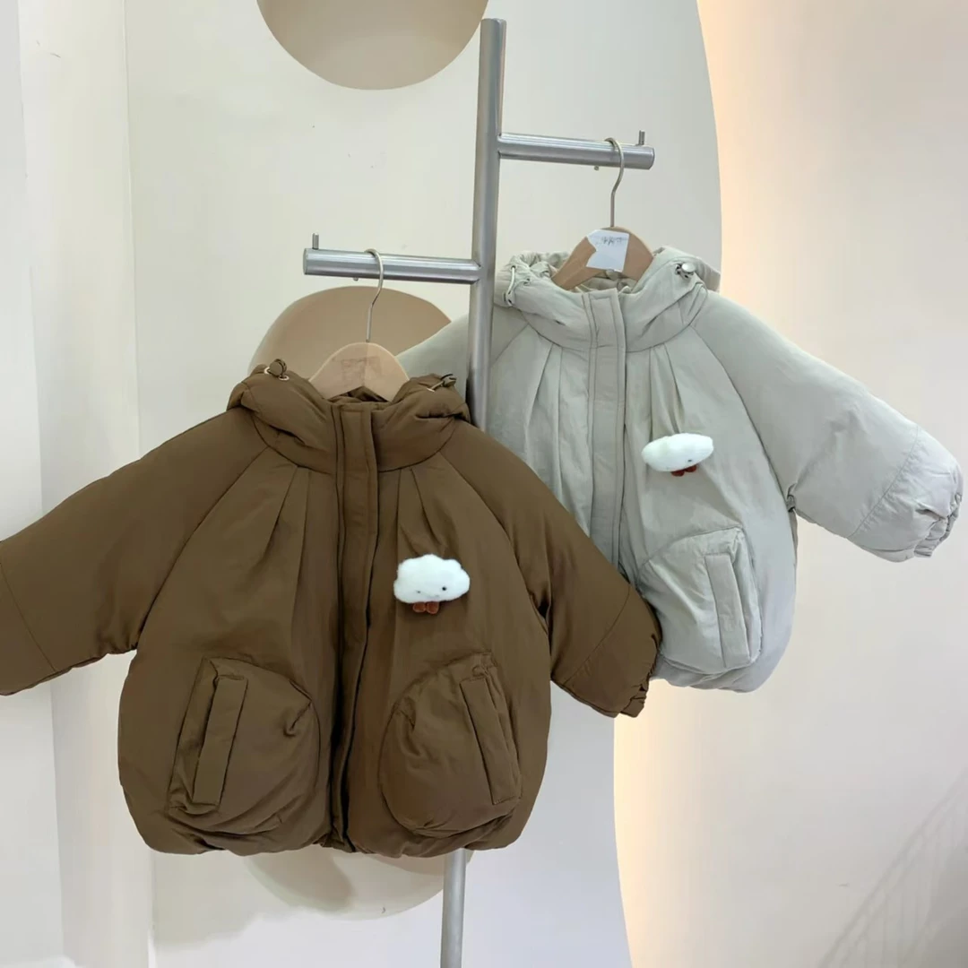 241678 女童冬季韩版棉质加绒加厚洋气连帽长袖棉服